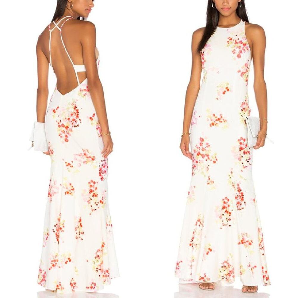 NWT JARLO Revolve Ismay Floral Maxi Dress Sz 8 Open Back Mermaid Wedding Guest